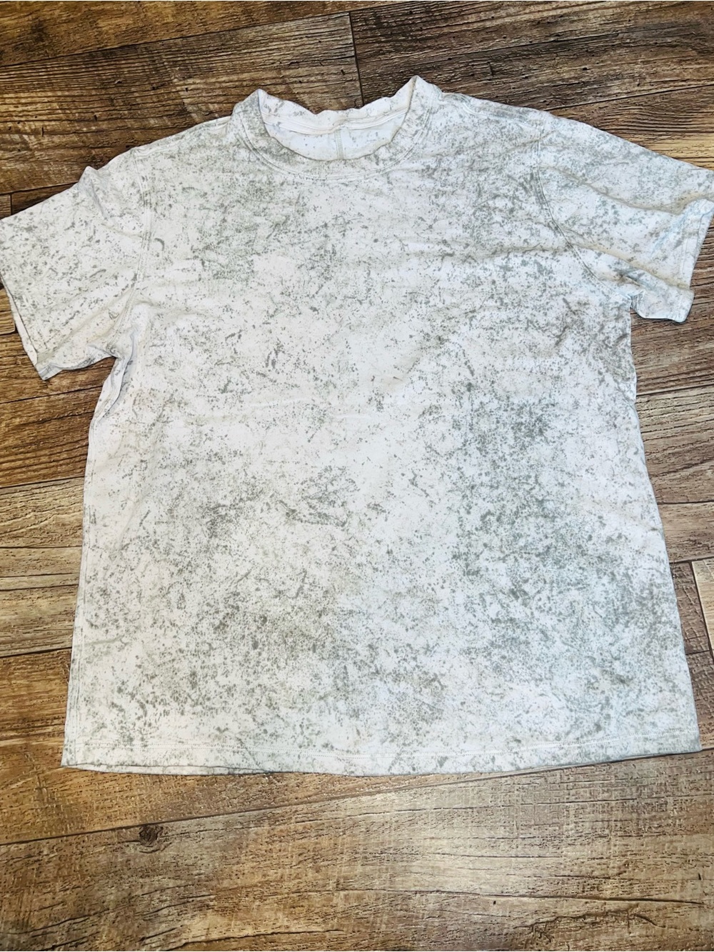 Lululemon All Yours White & Gray Mineral Wash Crewneck T-Shirt